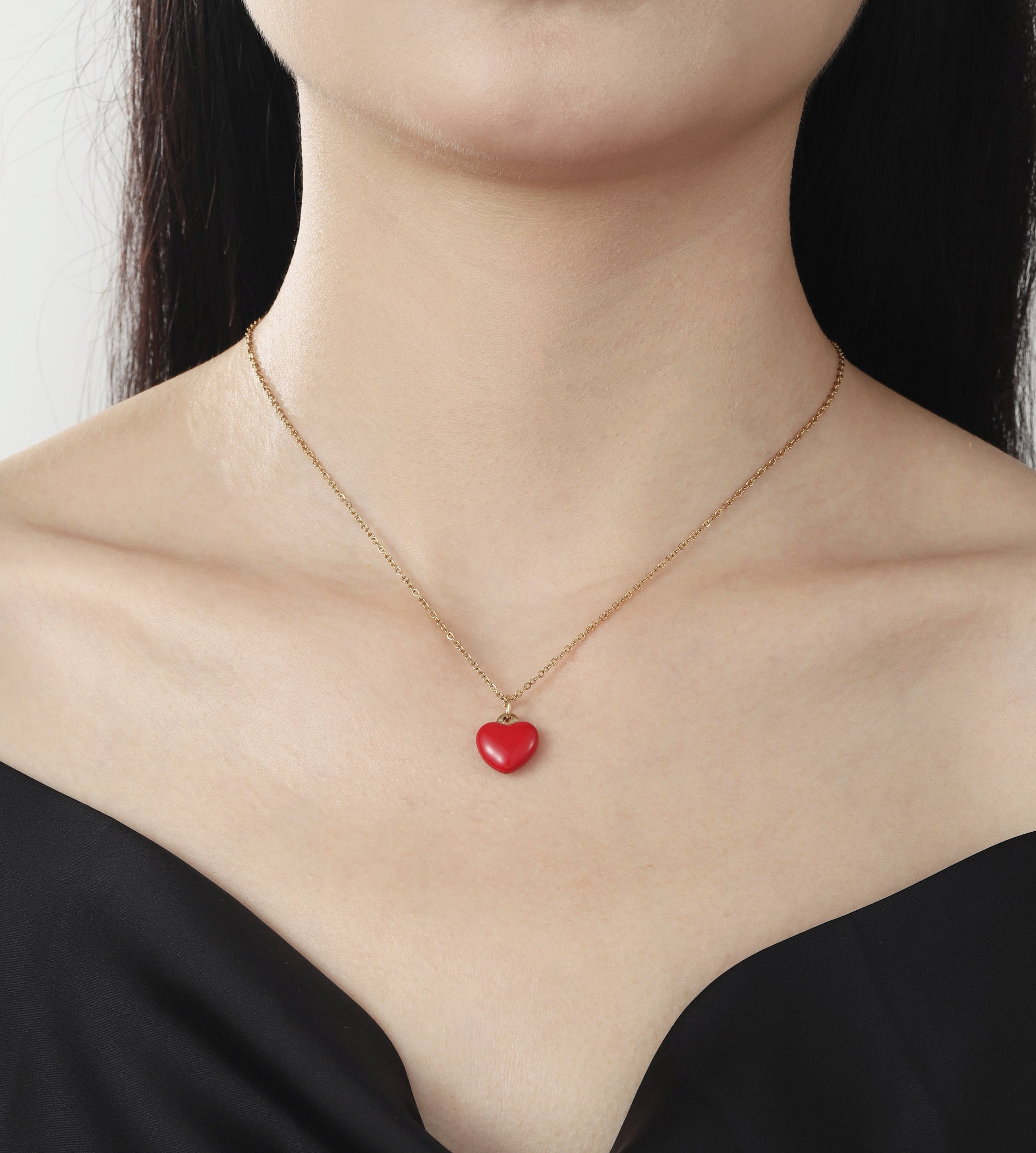 Hera Heart Pendant Necklace- Red/Gold