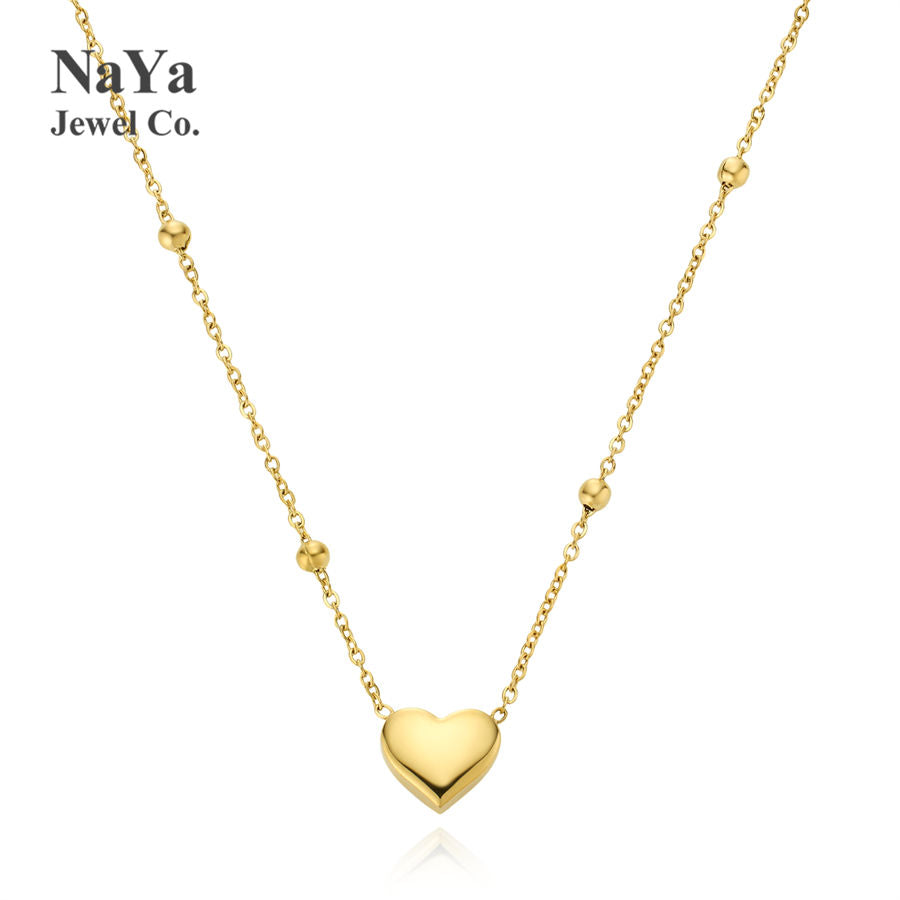 Bead Heart Necklace - Gold