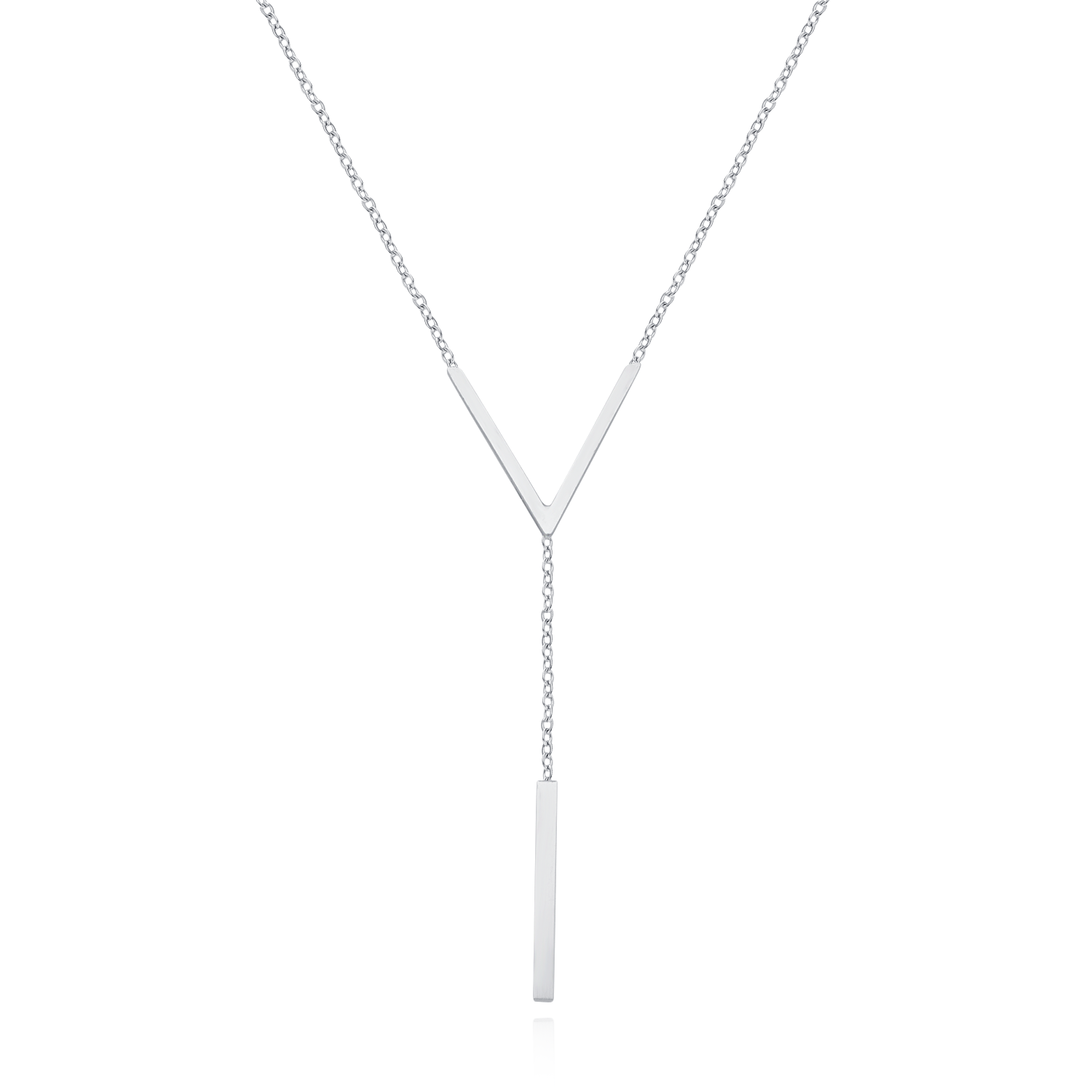 V Cascade Tassel Necklace – Silver