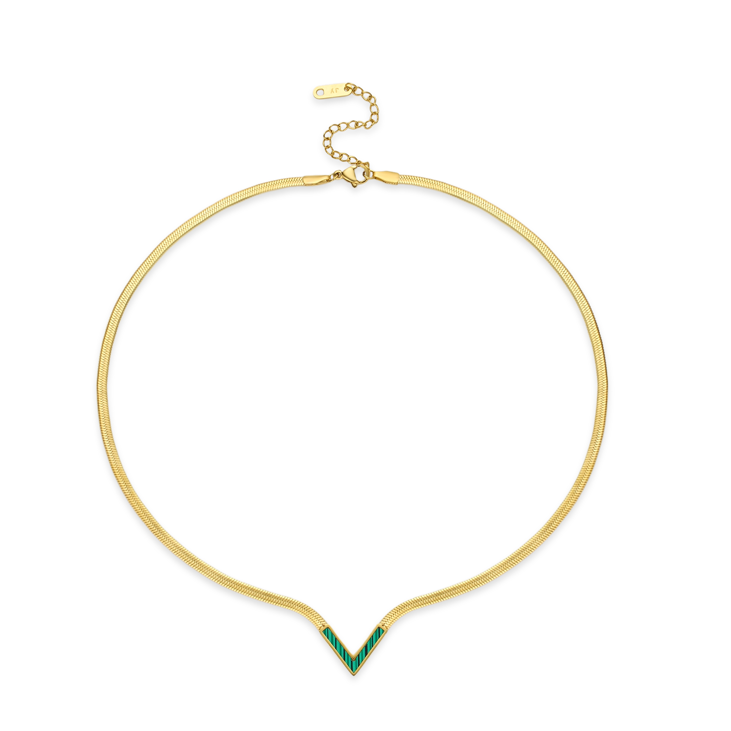 V-Cut Green Shell Necklace – Gold