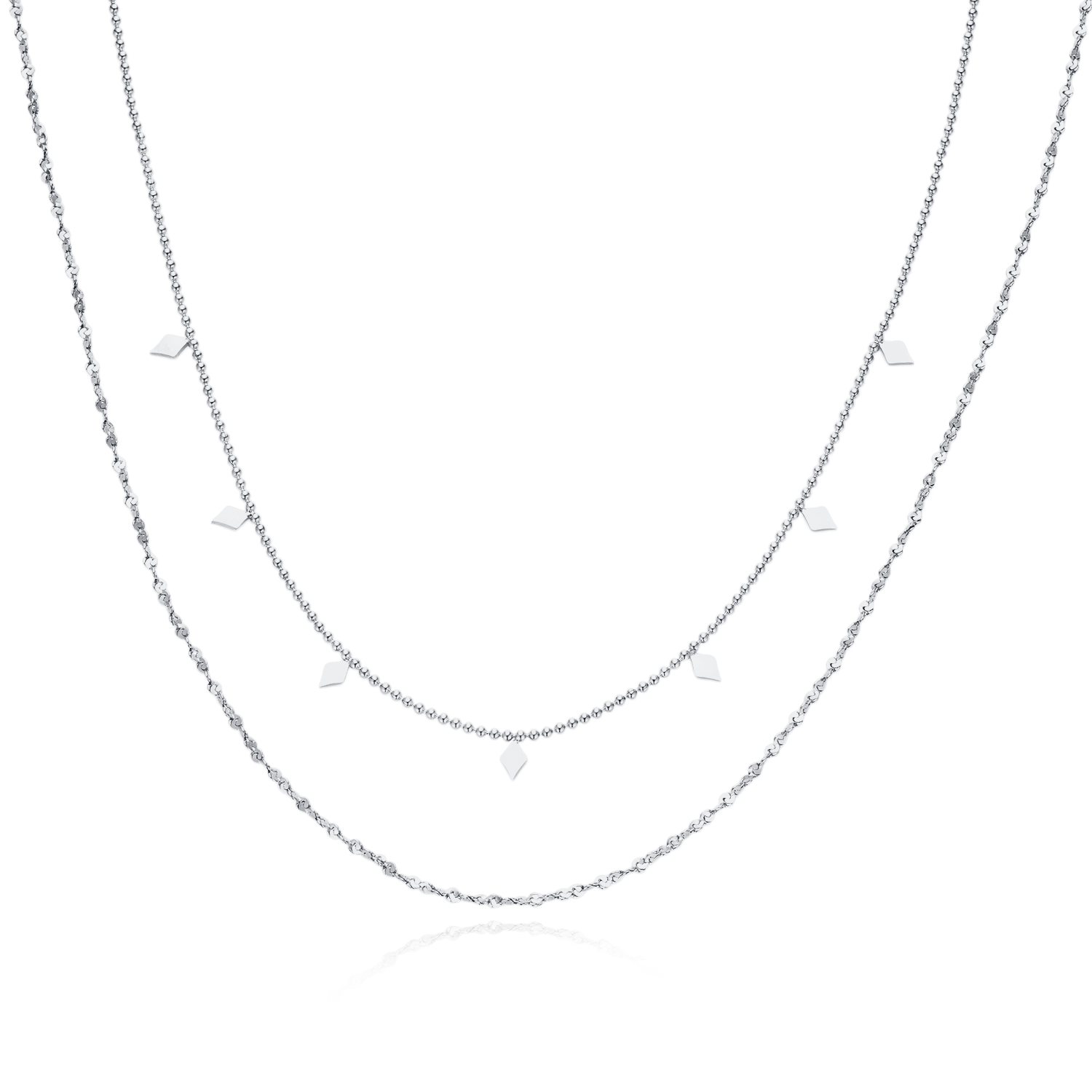 Rhombus Layered Necklace - Silver