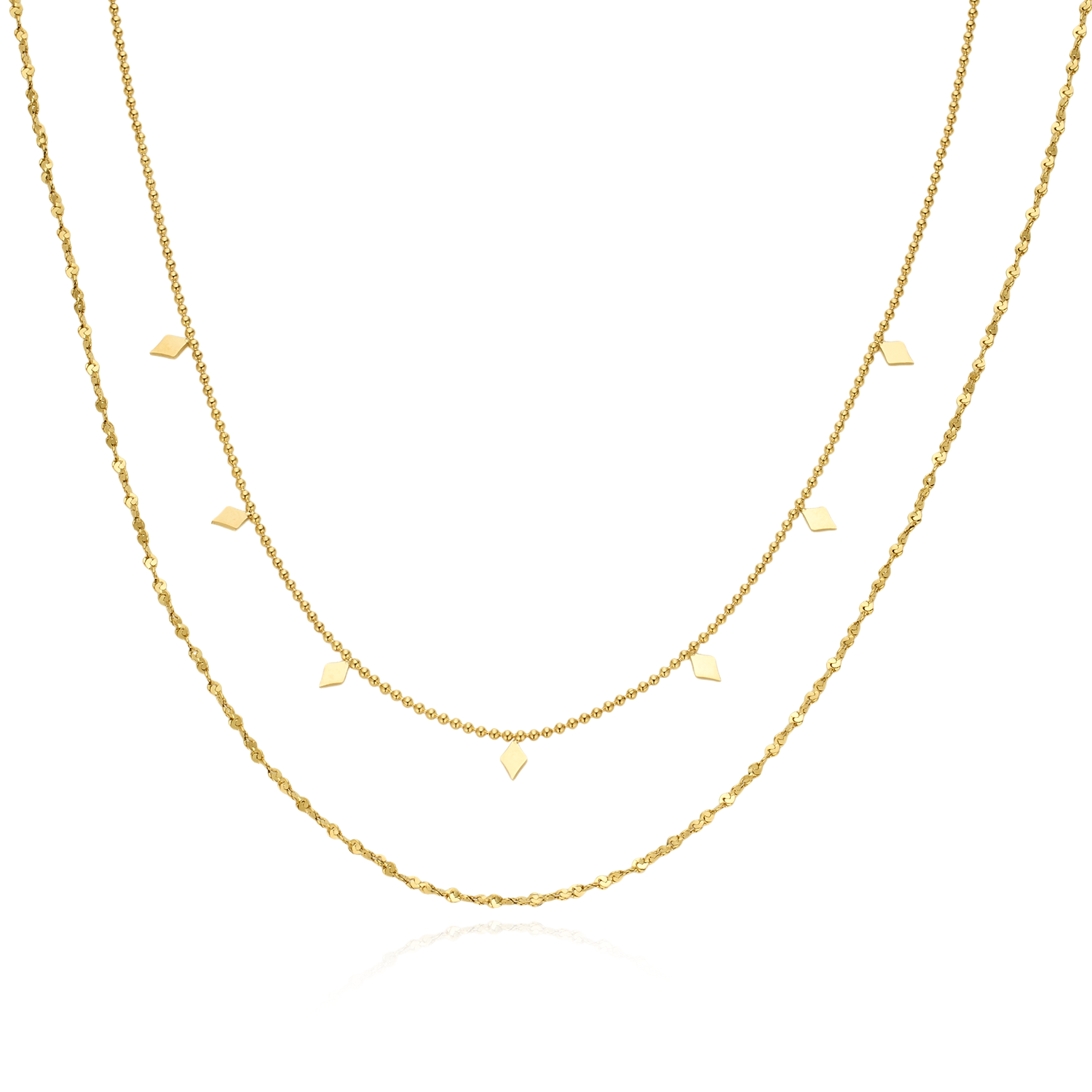 Rhombus Layered Necklace - Gold