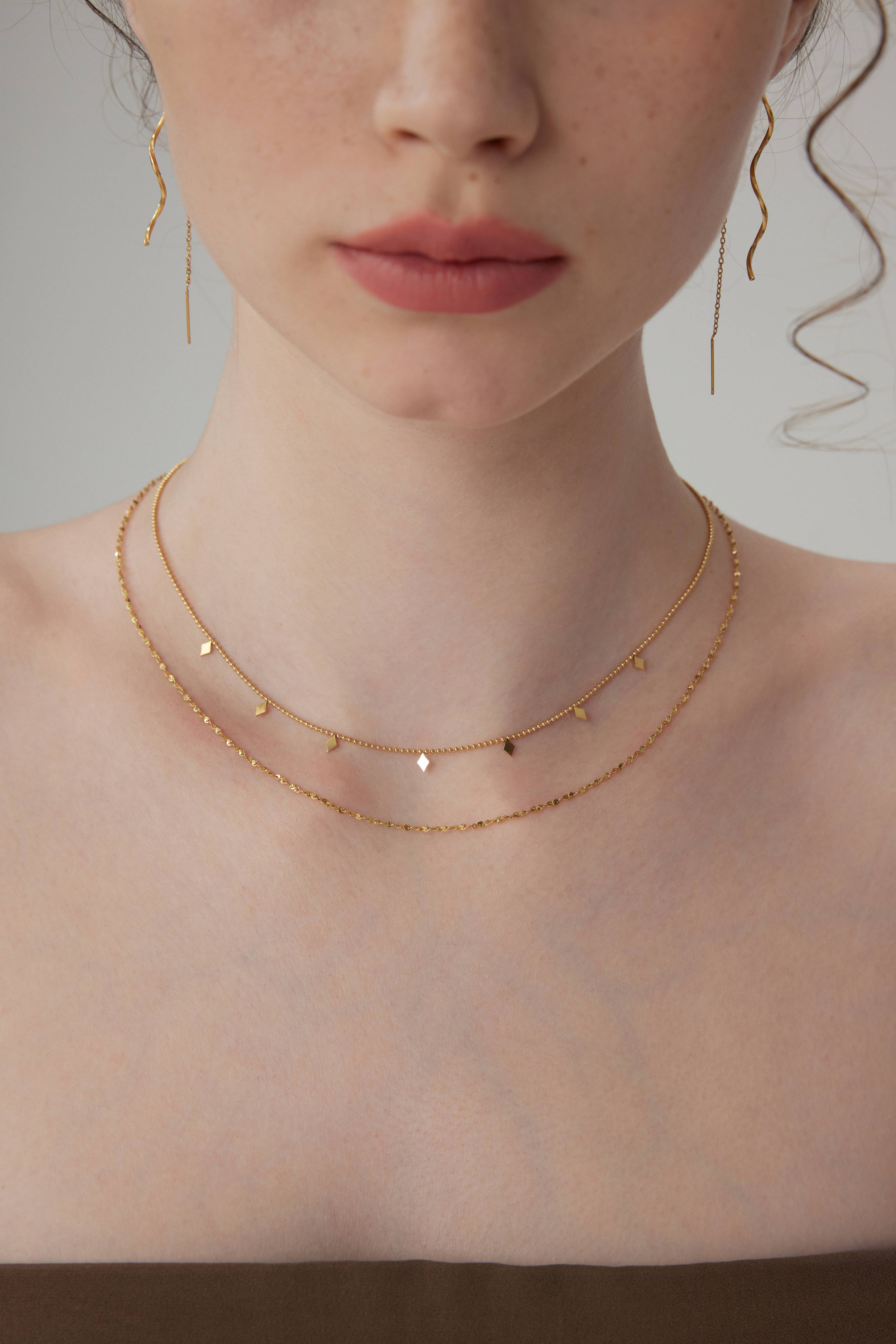 Rhombus Layered Necklace - Gold