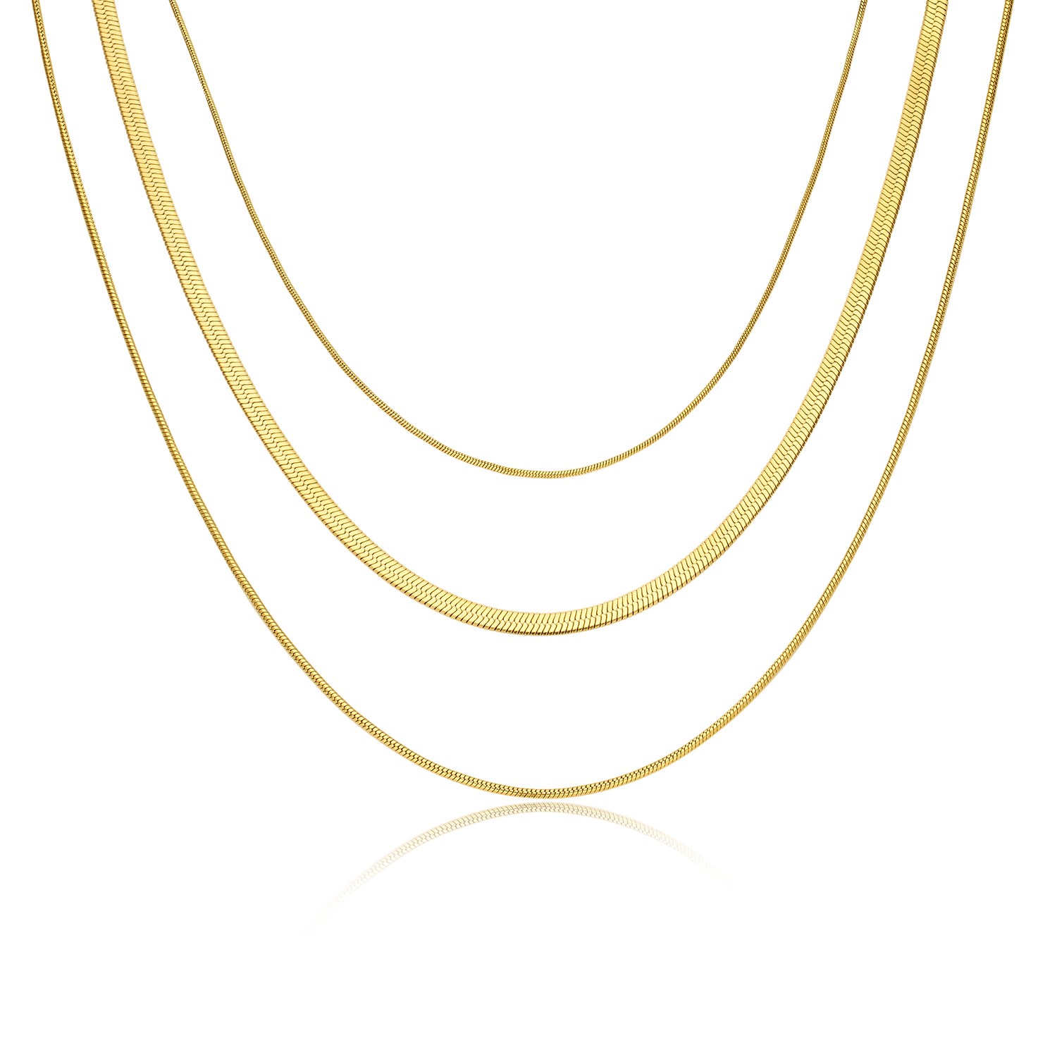 Trinity Elegance Layered Chain Necklace - Gold