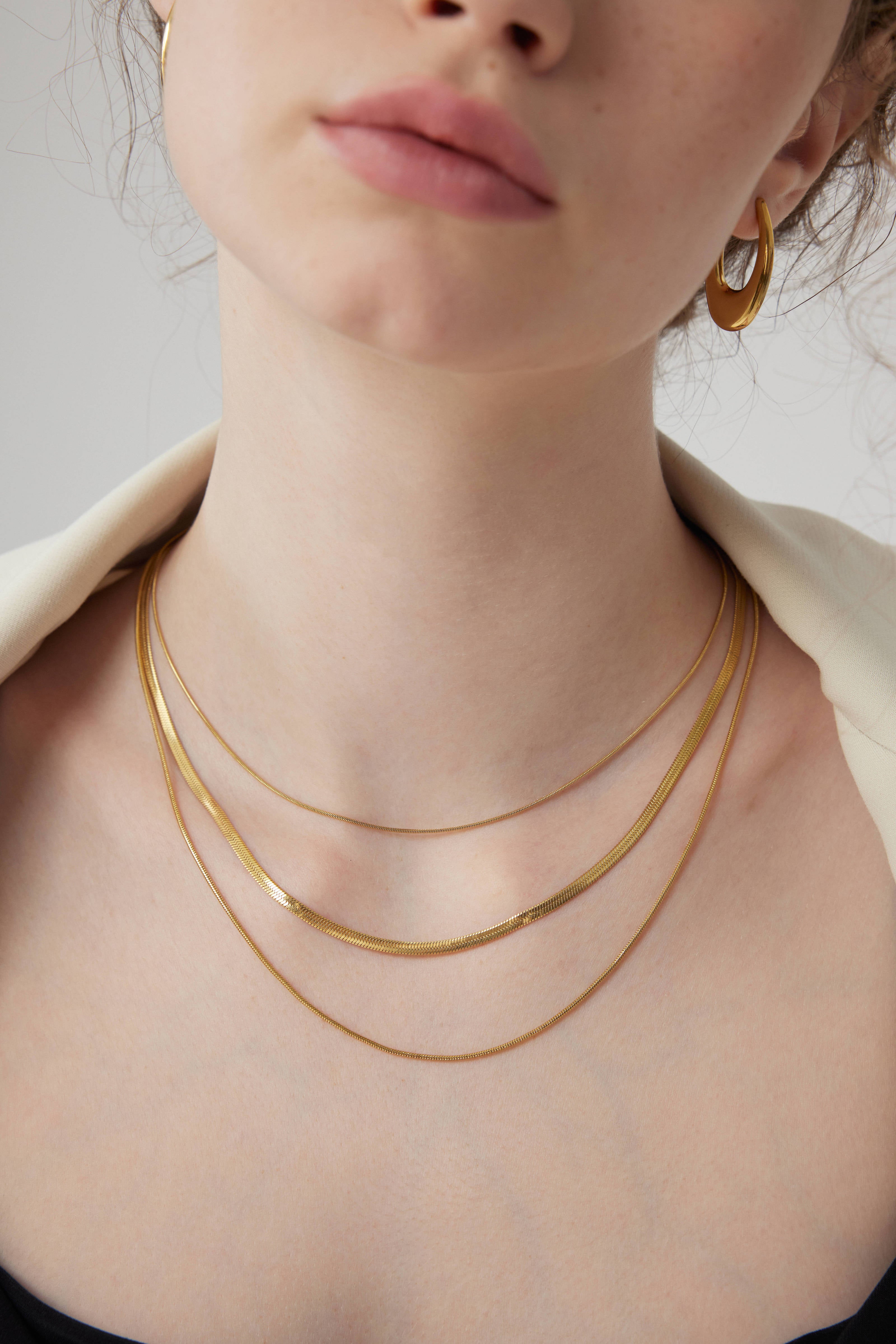 Trinity Elegance Layered Chain Necklace - Gold