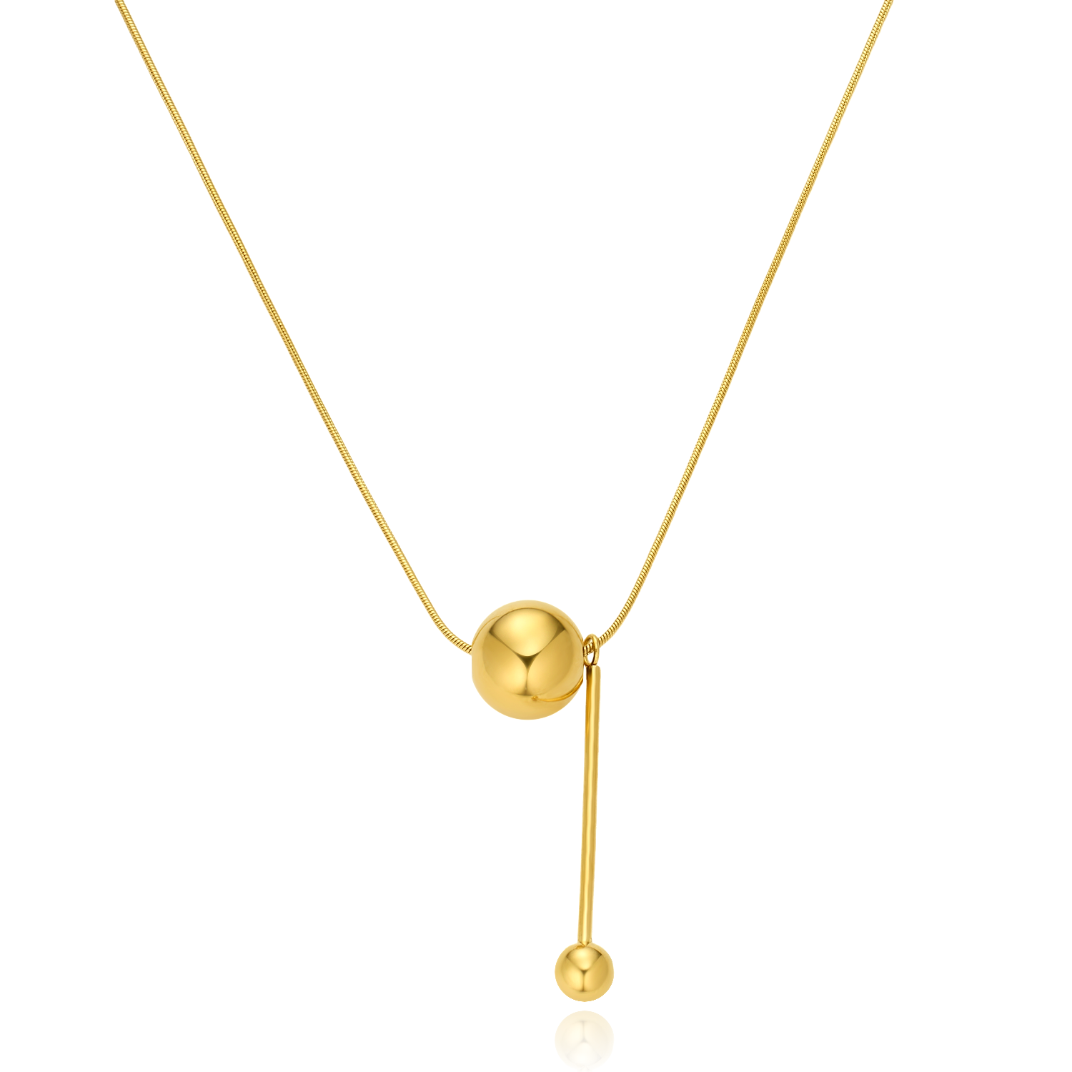 Graceful Drop Ball Necklace - Gold