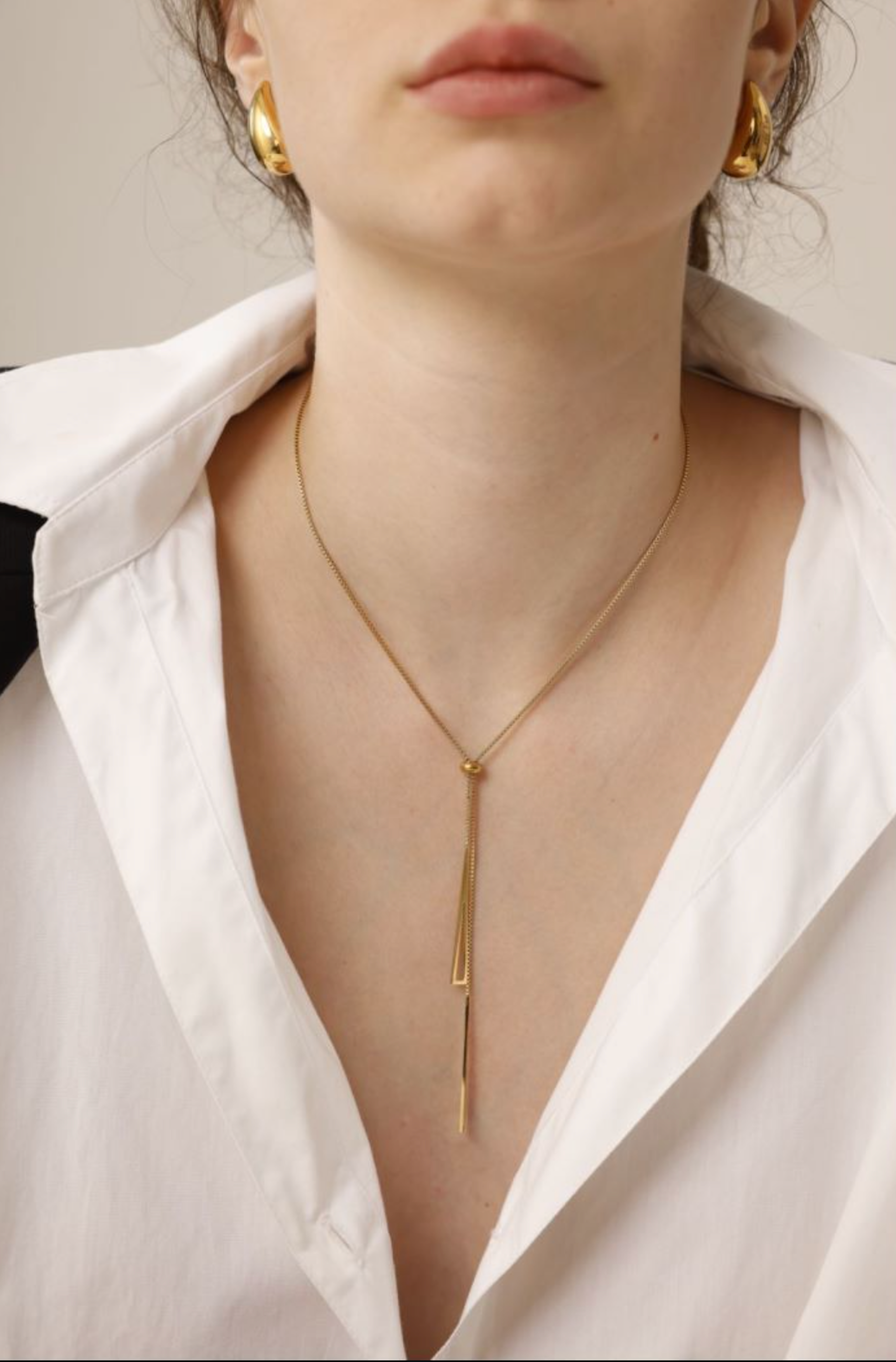 Ethereal Triangle Drop Necklace - Gold