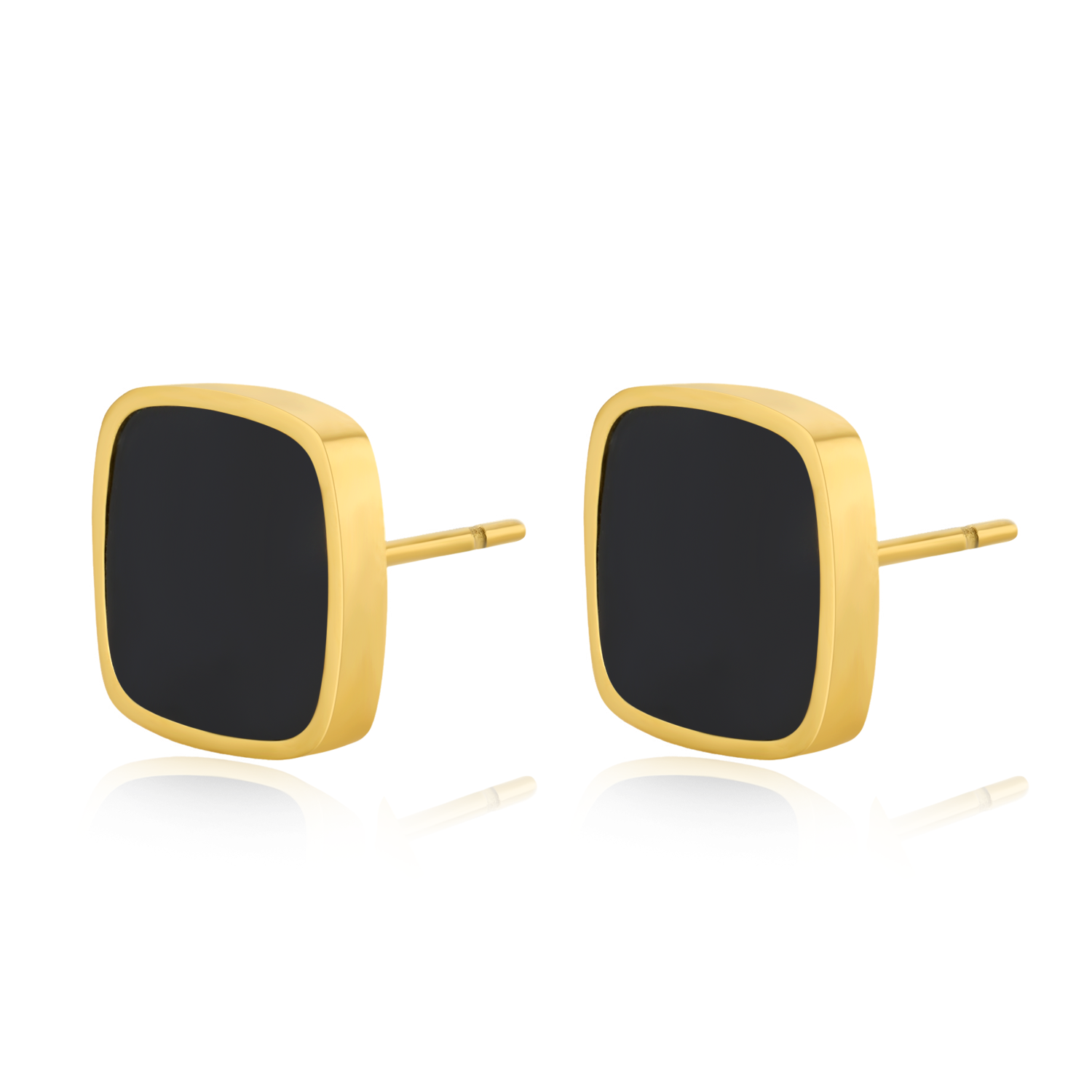 Harley Black Shell Stud Earrings - Gold