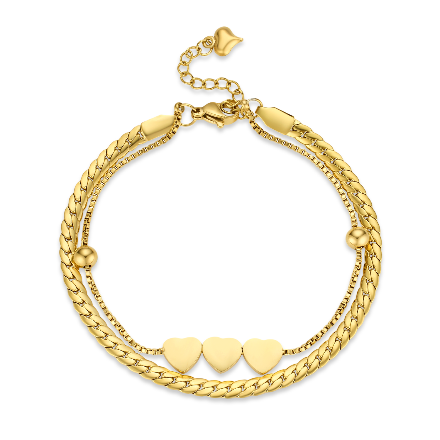 Athena Love Charm Layered Bracelet - Gold