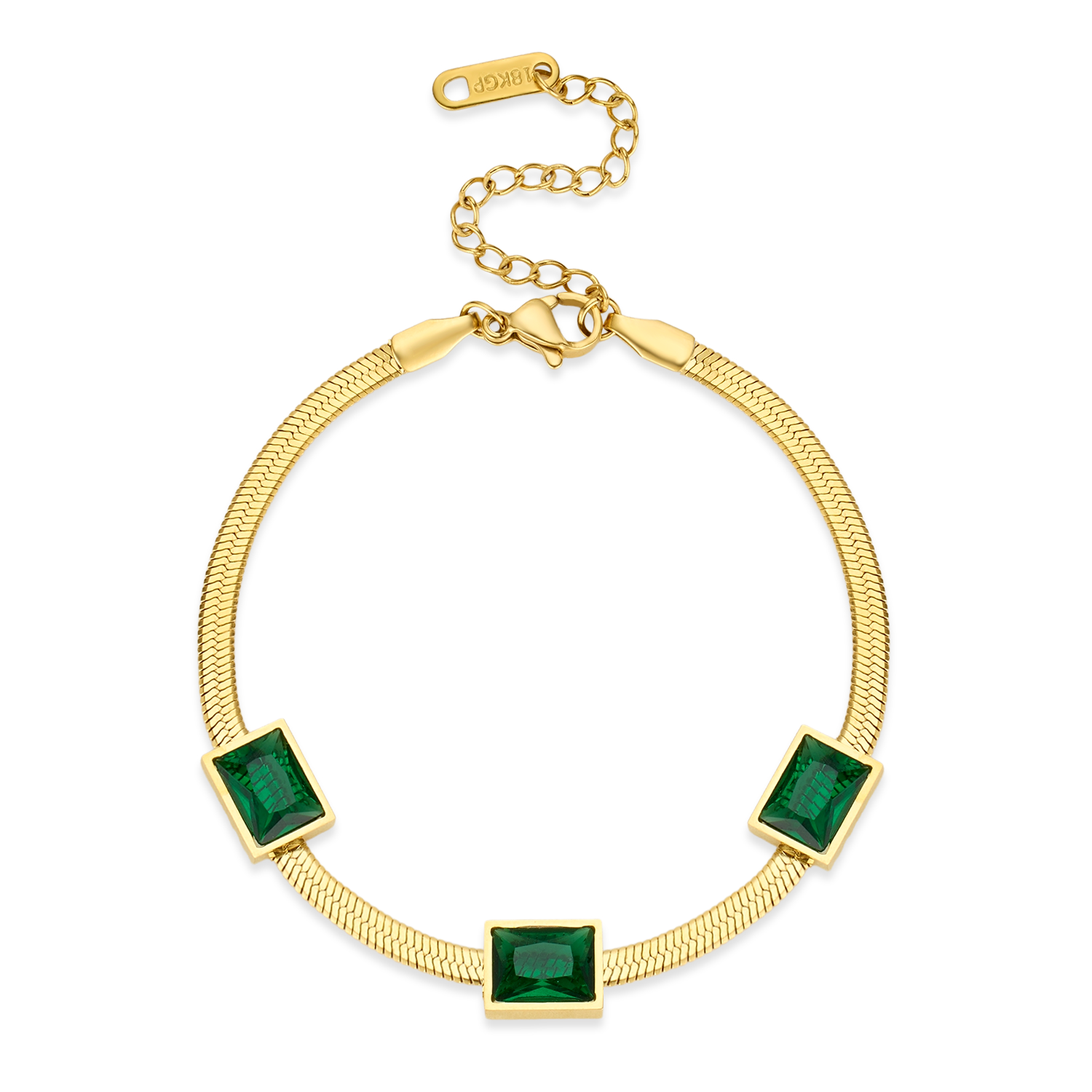 Trinity Emerald Bracelet - Gold