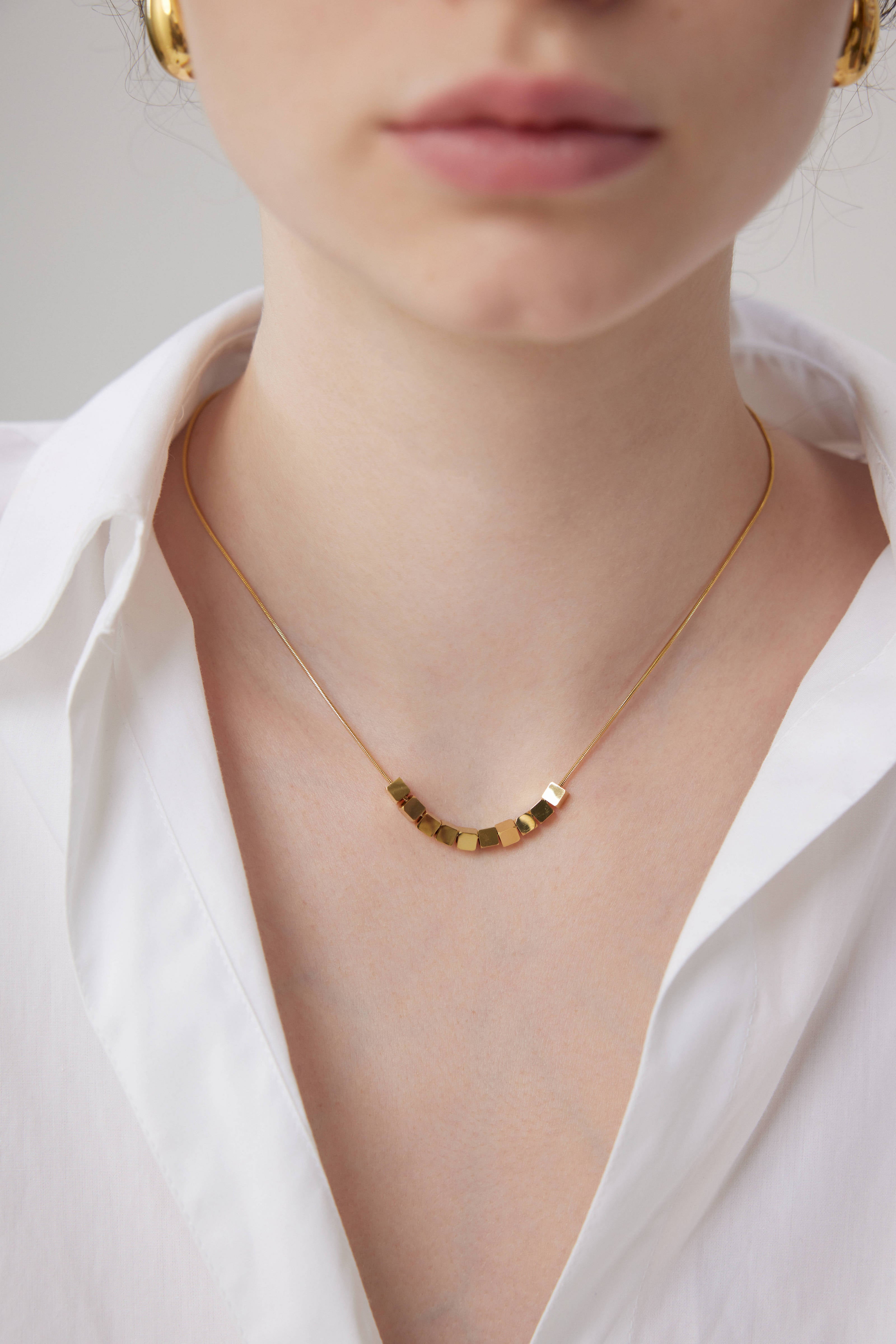 Lillian Square Brick Necklace - Gold