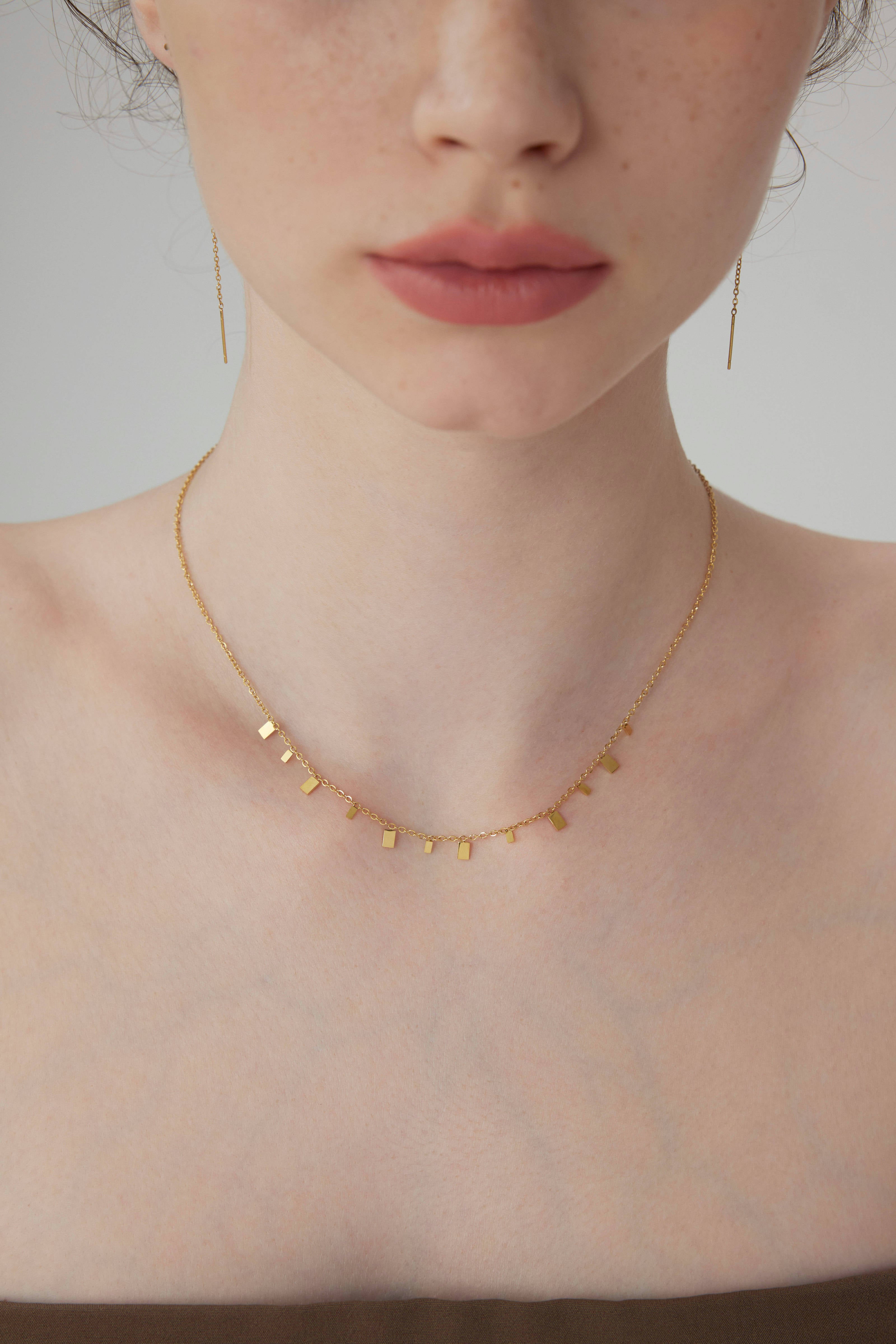 Serena Rectangles Necklace - Gold