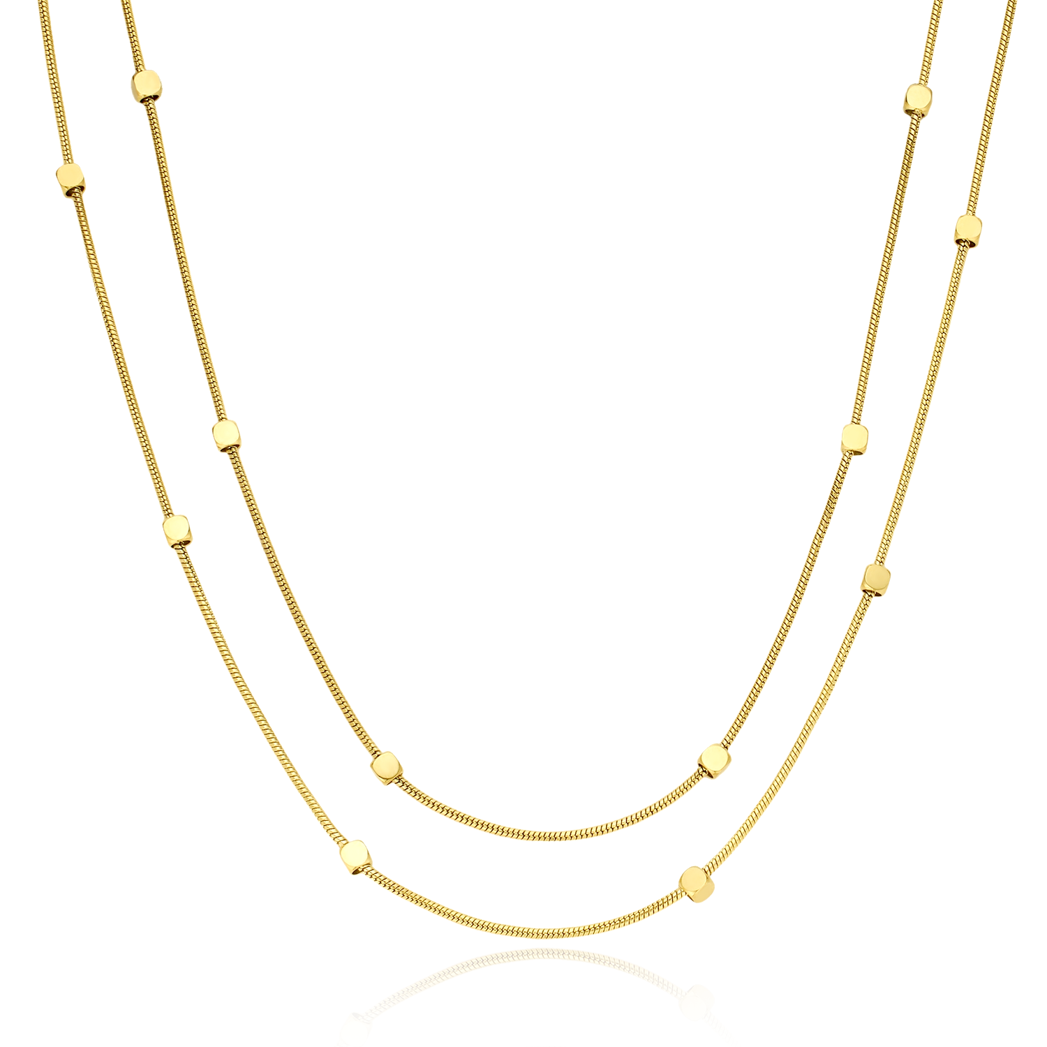 Sacred Layered Mini Brick Necklace - Gold